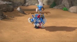 Grouchy falls on the six Smurfs (Unsmurfable Smile)