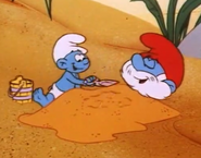 Baby Burying Papa In Sand (Smurf A Mile)