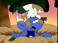 "Oh smurfness me! I don't look right in such a mucky mess!"