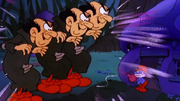 The second Gargamel clone disappears briefly after Papa Smurf cloned him again