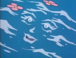 Smurfette sees a face on the water..