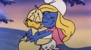 S1E27-Smurfette and Ducky sharing a hug