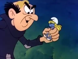 Gargamel accidentally makes her "a lying horrible little Smurfette".