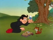 A young Gargamel learns about Smurfs from his spellbook in "", spurring his interest in locating their village.