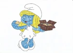 Smurfette eating chocolate