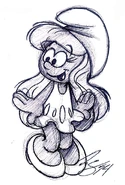 Comic Smurfette Pen Sketch.jpg (281 KB) A pen sketch in the more Peyo-reminiscent style. Drawn on May 9th, 2014.