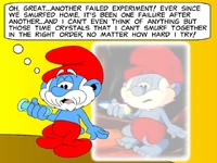 Papa Smurf is frustrated over his failure to bring his little Smurfs back home.