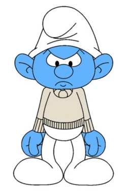 Grouchy In Sweater Is Smurfed