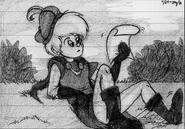 Messed up on his hair again, but it's better than before. I also drew the feather on the wrong side of his hat. Drawn between Nov. 28th -29th, 2011.