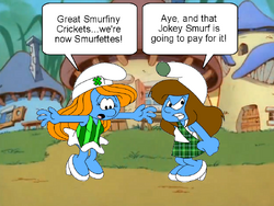 Tapper And Duncan As Smurfettes