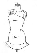 A rendering of her dress on a human manekin stand. Drawn on June 18th, 2013.