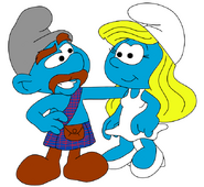 Fergus with Smurfette. (by A Heroic Smurf)