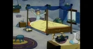 His majesty's bedroom - sometimes Clockwork's bed is on the table nearby if not on the floor.