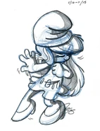 Smurfette Looking Away (Sketch).jpg (422 KB) This could be an action pose, or a theatrical pose. Either way, I added the shadows for extra drama. Drawn between Nov. 10th - 11th, 2015.