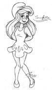 Cute Human Smurfette Sketch - Smurfs.jpg (225 KB) Loosely based off of one of Peyo's original comic drawings, I revised her human form. Her hair is weightless, so more revision is needed. Drawn between March 12th - 13th, 2014.