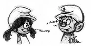 First attempt at C. Smurfette - wrong bangs. :/ Drawn Jan. 25th, 2012.