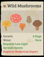 The missing page from the Farming Almanac about Wild mushrooms found in the Mushroom Cave.