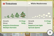 The page of the Farming Almanac with white mushrooms