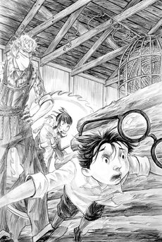 Violet sees Klaus break his glasses after being tripped.