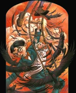 Crows swarming the Baudelaires.