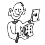 Omeros with his cards in the Russian illustrations.