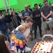 Presley Smith's second birthday on set.