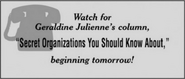Advertisement for Geraldine Julienne's column.