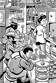 Jake serving Leroy, Lemony Snicket and .