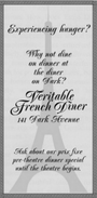 Advertisement for the Veritable French Diner.