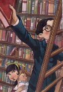 The Baudelaires in the library.