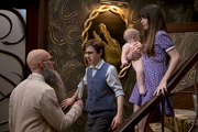 Stephano threatening the Baudelaires with a knife.