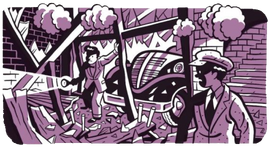 Jake crashing through the wall of .