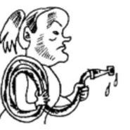 Willa with a garden hose in the Russian illustrations.