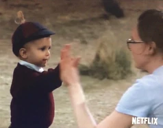 Presley Smith getting a highfive from mom after a good take.