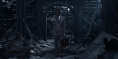 Mr. Poe in the ruins.