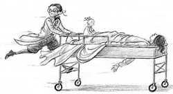 Klaus fleeing the hospital with his sisters.