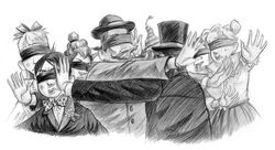 Possibly Colette in the blindfolded jury.