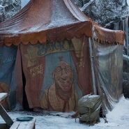 Barry on the circus tent as Barry the Pinhead