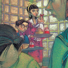 Violet and her siblings being bullied and laughed at during lunchtime.