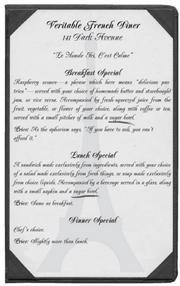 Veritablefrenchdiner menu