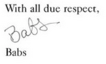 Babs's signature.