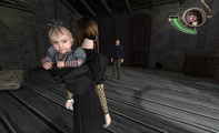 Sunny being carried by Violet (console version).