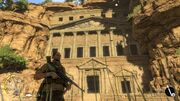 Karl in front of the Petra-like arch in the Kasserine Pass