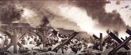 US Soldiers trying to destroy fortifications on the beach