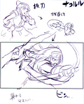 The King of Fighters XIV artbook: Nakoruru winpose sketch.