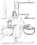 Samurai Shodown III: Sketch of Genjuro smoking.