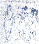 Sketches of Hanzo's family.