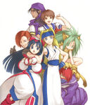 Vanessa, Nakoruru, Miss X, Sinclair, Yuki (KOF), Cham Cham y Yuki (LB), ilustración de Senri Kita.