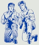 Ralf and Clark artwork in Ikari III: The Rescue
