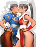 Promotional art by Akiman featuring Chun-Li and Mai Shiranui